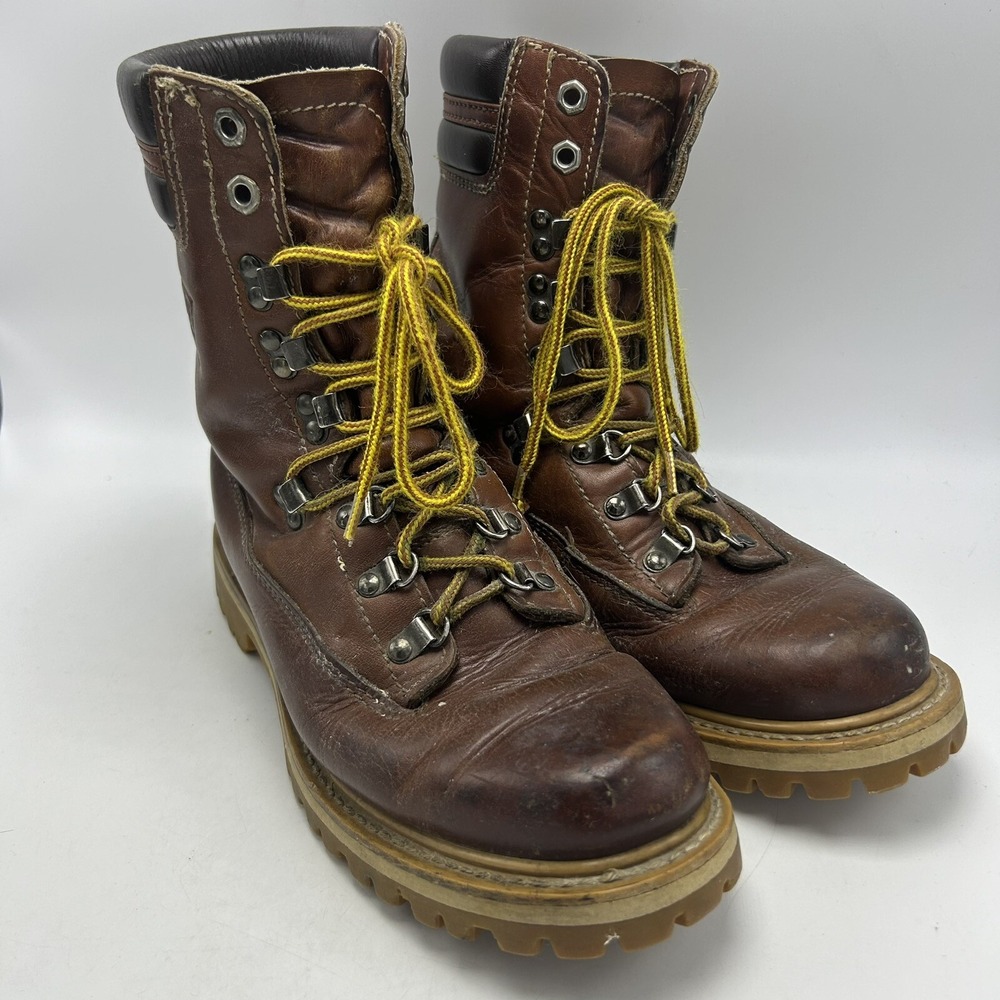 Vtg Levis Work Boots Mens 7.5 Grunge Tall Leather Rugged Casual Hipster Brown